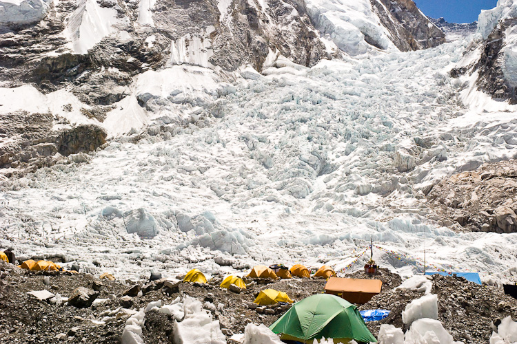 Khumbu Icefall taken from Everest Base Camp (17,600')